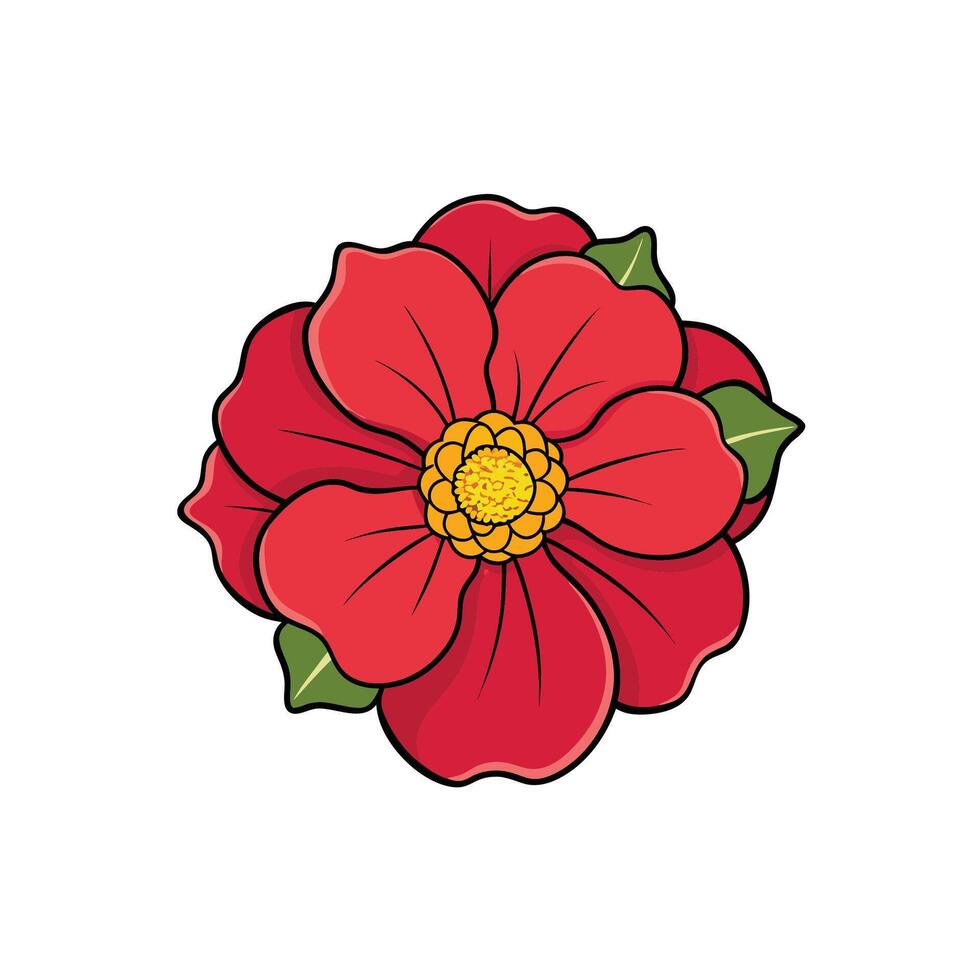 Flatdesign of a single, stylized red flower blossom vector
