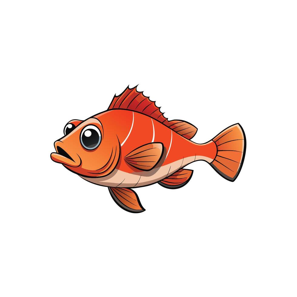 Cartoon orange fish with detailed fins and flowing lines vector