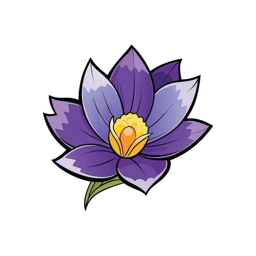 Stylized Purple Lotus Flower Illustration with Black Outlines vector