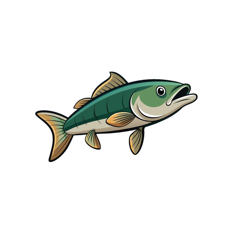 Cartoon style fish illustration on white background design vector