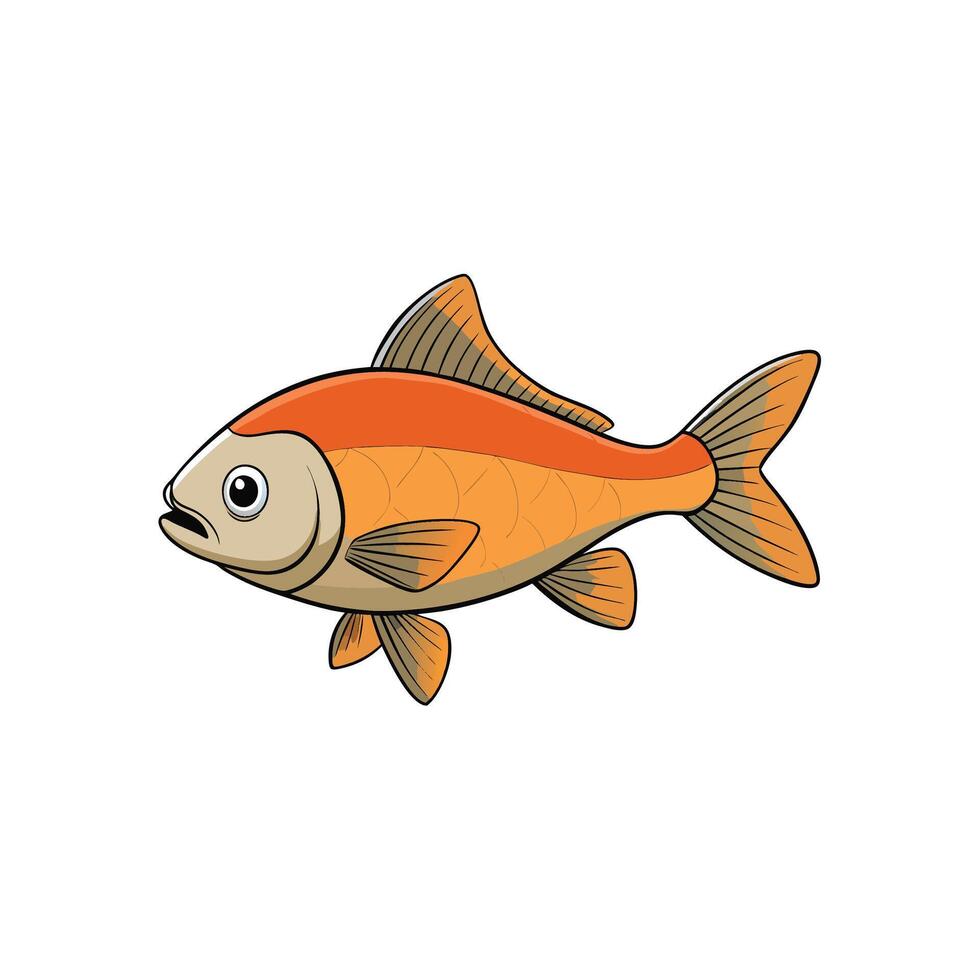 Cartoon goldfish illustration on isolated white background vector