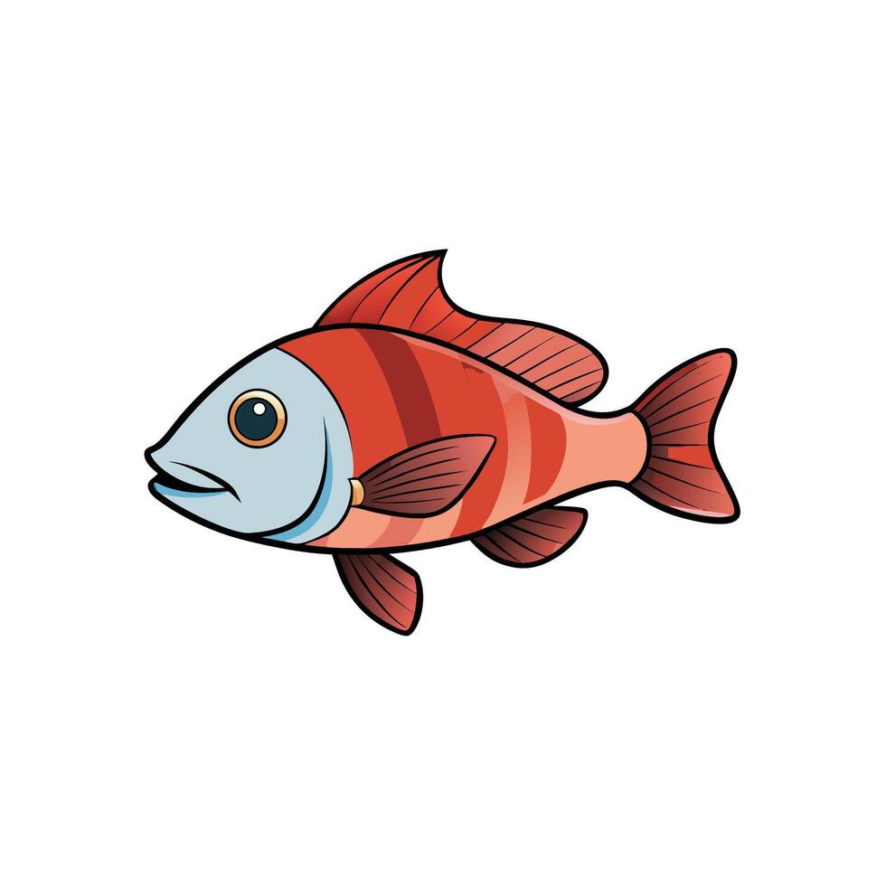Cartoon drawing of a red fish isolated on white vector