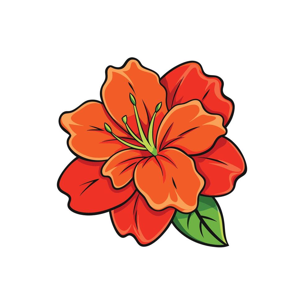 Vibrant orange flower with green accents isolated on white vector