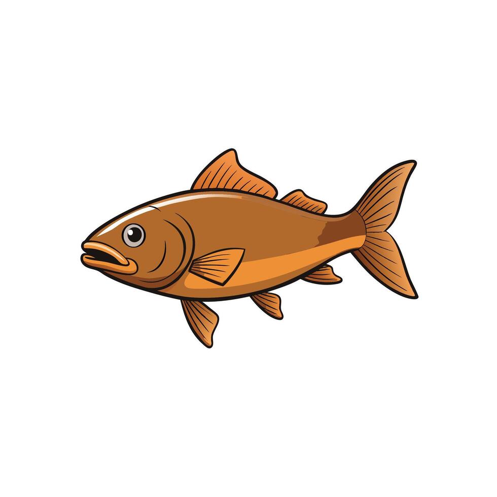 Illustration of a single goldfish swimming in a cartoon style vector