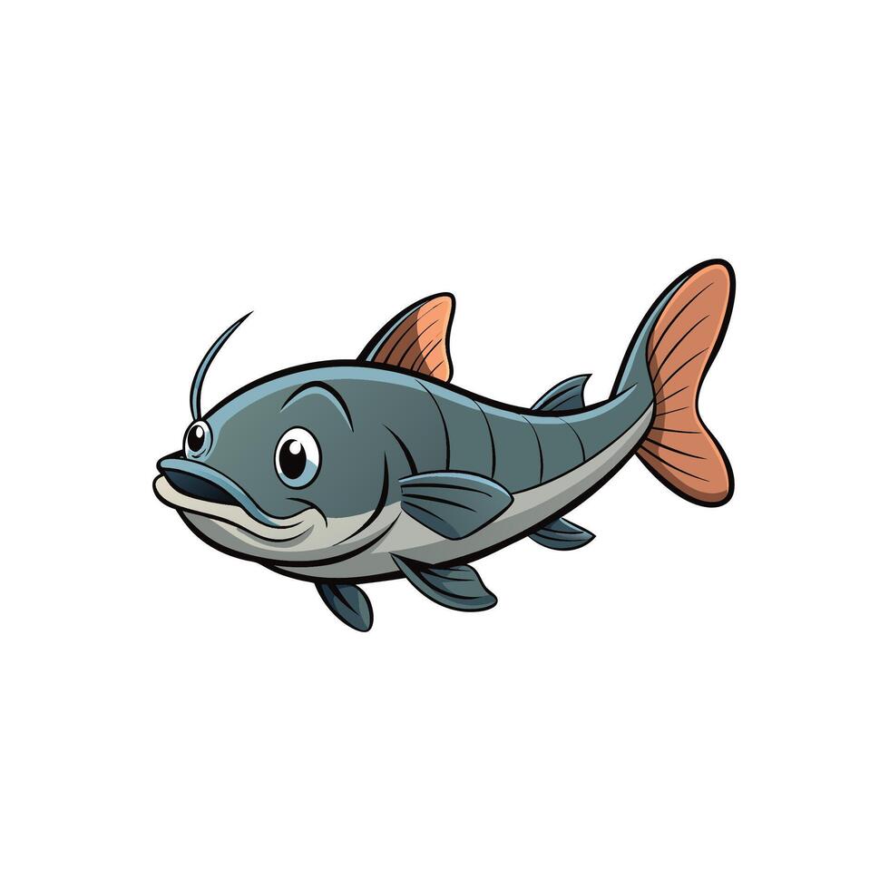 Cartoon catfish illustration in a playful graphic design style vector