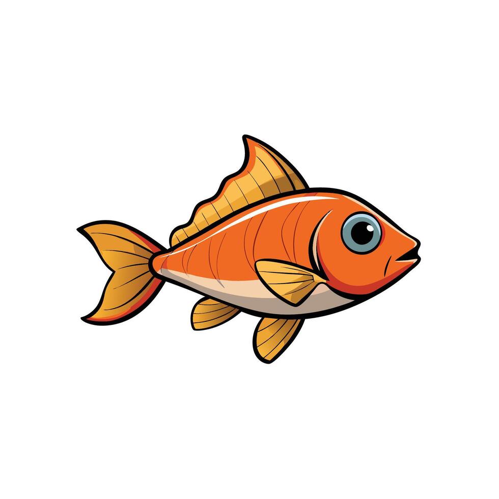 Cartoon goldfish with fins swimming on a white background vector