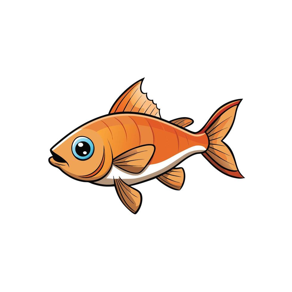 Cartoon goldfish swimming to the right on a white background vector