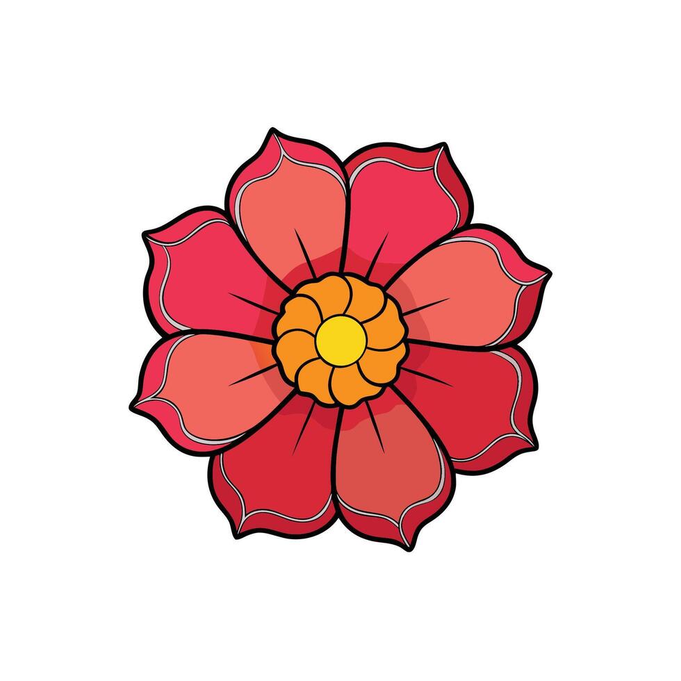 Red flower illustration on white background for graphic design vector