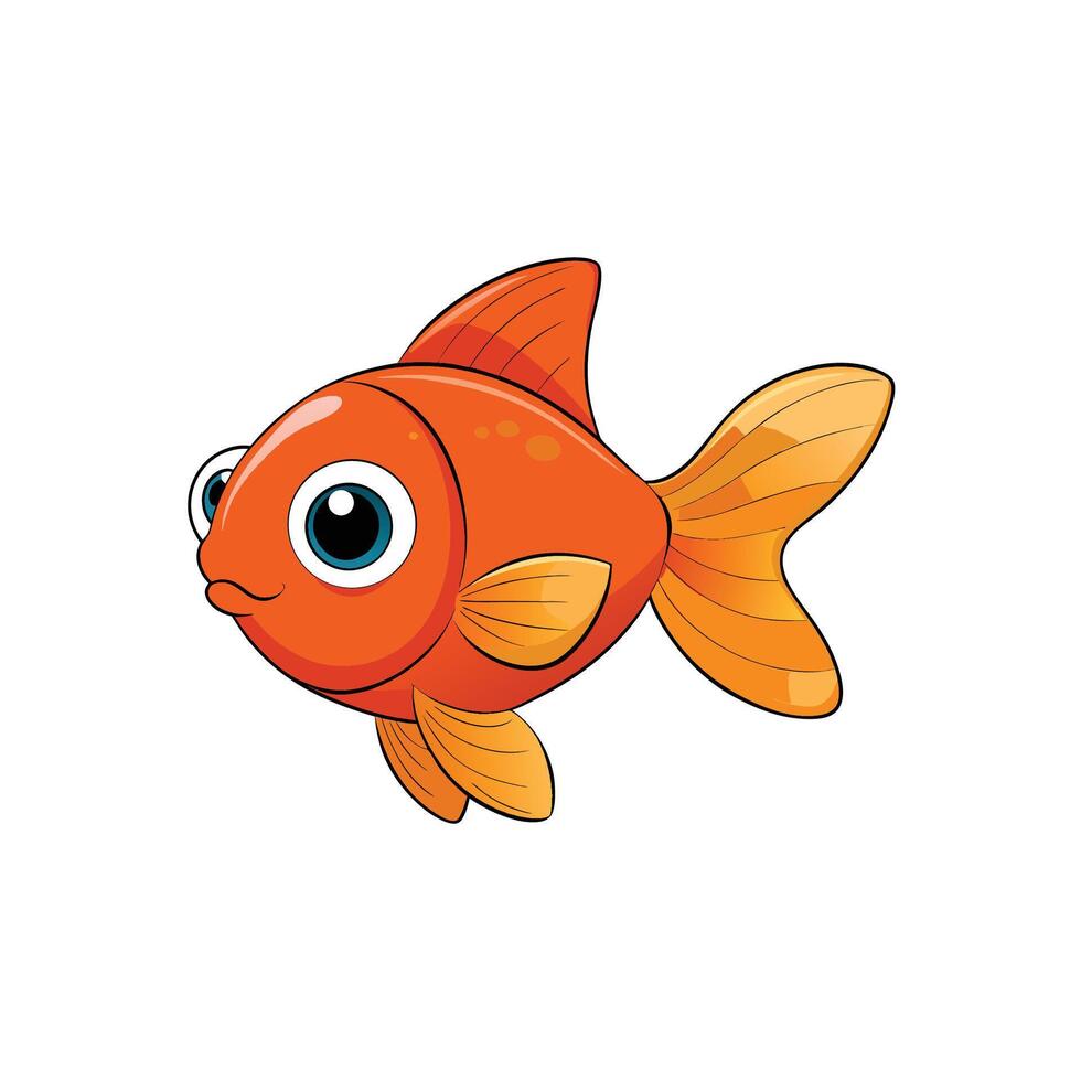 Cartoon goldfish swimming cheerfully against a white background illustration vector
