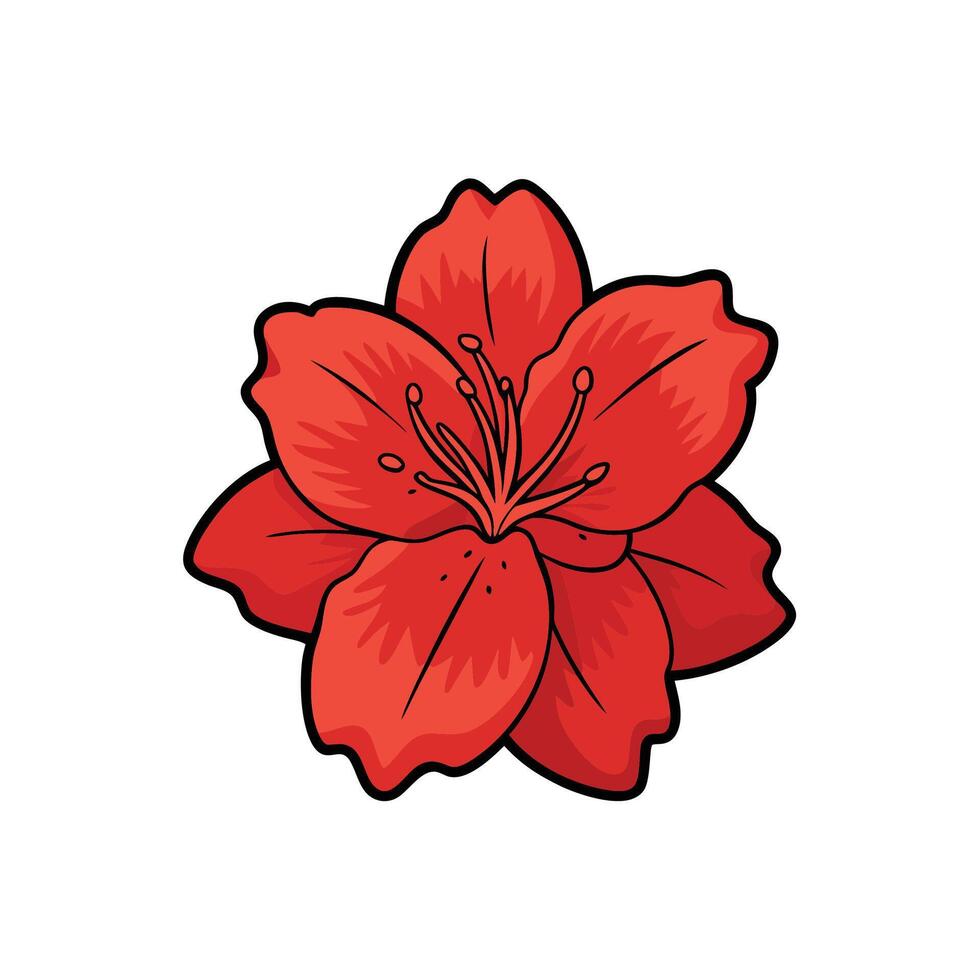 Graphic illustration of a vibrant red azalea flower vector
