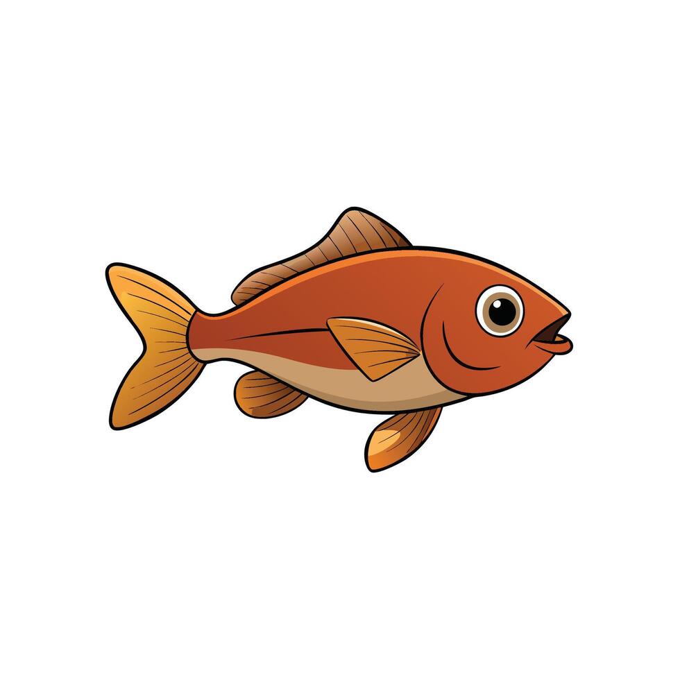 Cartoon goldfish illustration, side view, on a white background vector