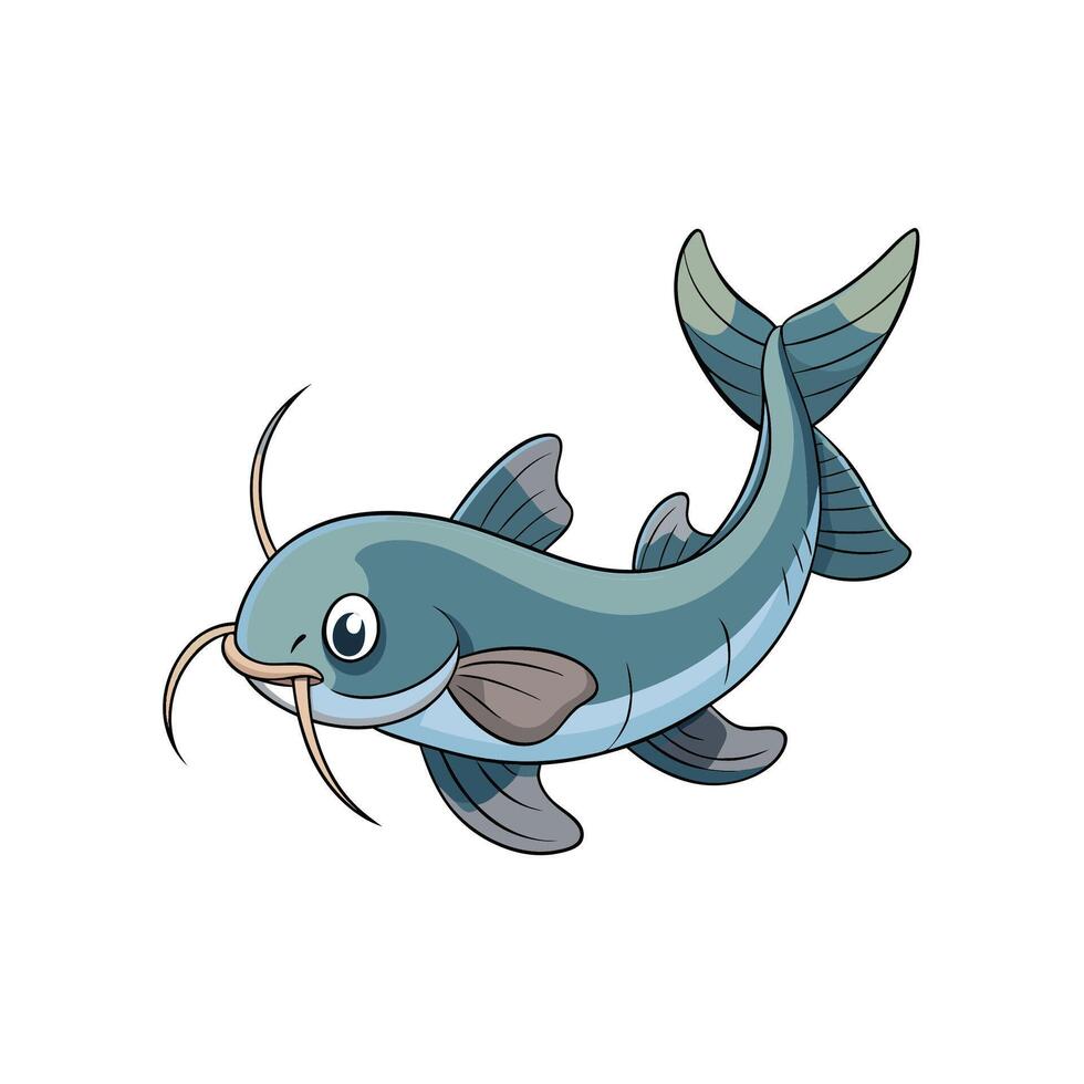 Cartoon catfish illustration on white background for easy use vector
