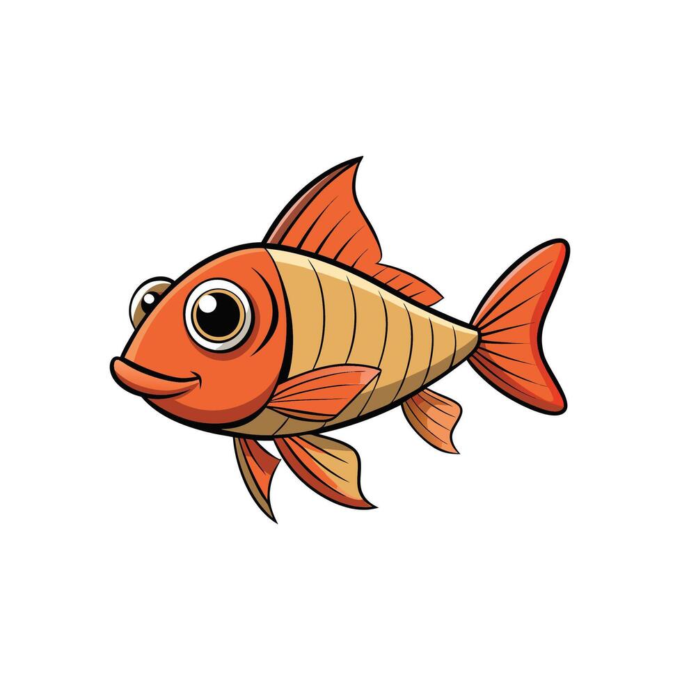 Cartoon Goldfish Illustration Isolated on White for Childrens Content vector