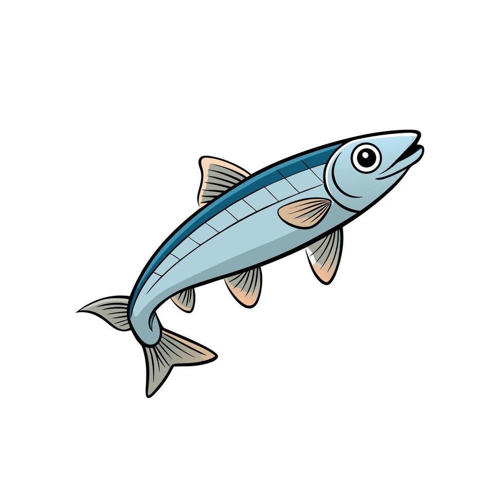 Illustrated cartoon of a fish swimming on white background vector