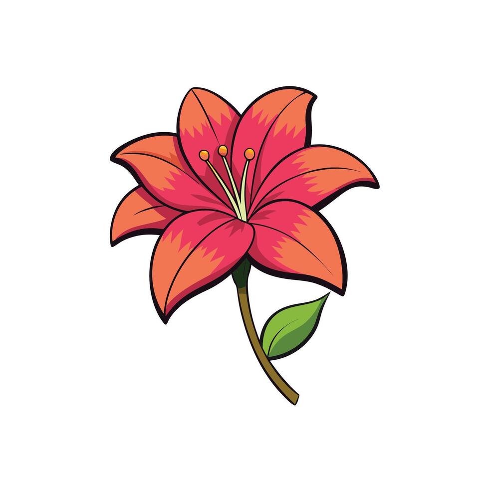 Vibrant orange lily illustration against a clean white background vector