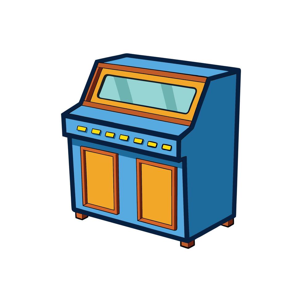 Cartoon illustration of blue and orange arcade cabinet vector