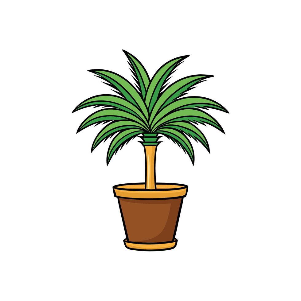 Cartoon illustration of a potted tropical palm plant vector