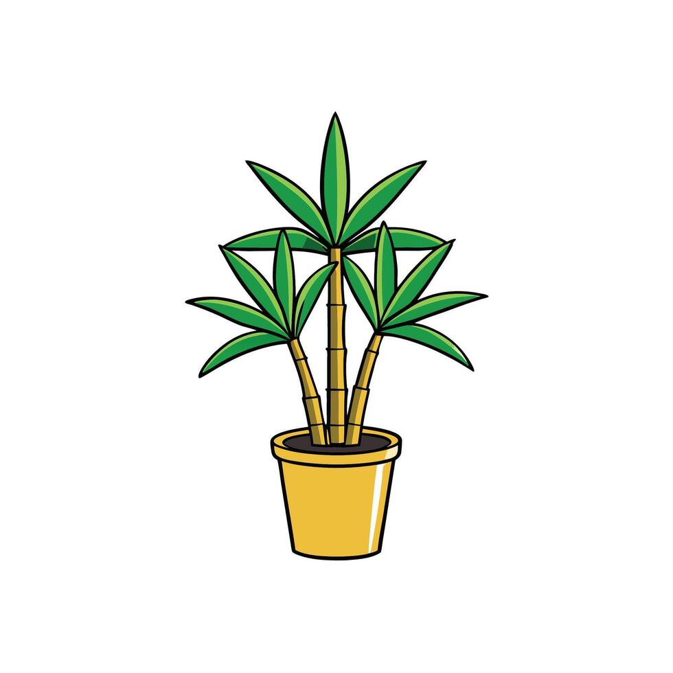 Cartoon potted bamboo plant illustration on a white background vector