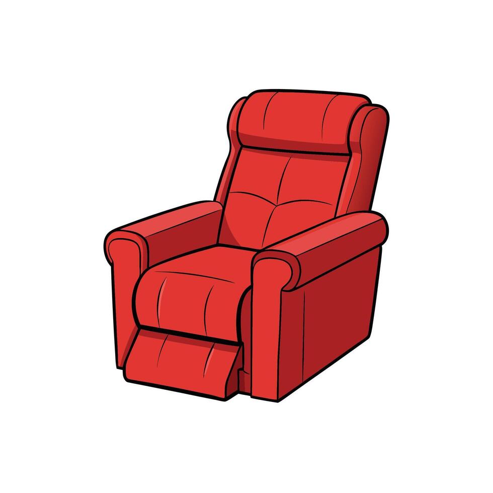 Vibrant red cartoon recliner chair inviting comfort and relaxation vector