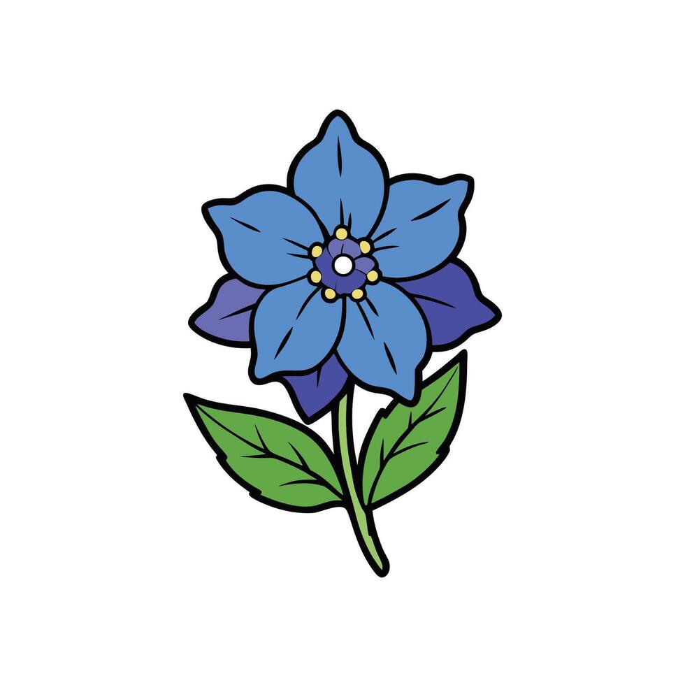 Vibrant cartoon style blue flower illustration on white background vector