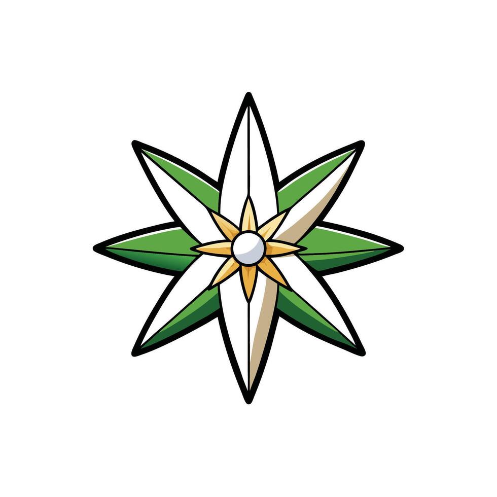 Eightpointed star with a floral design and bold lines vector