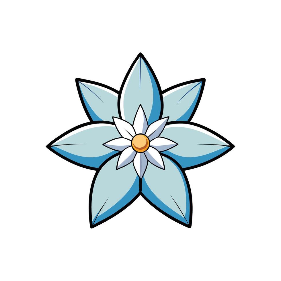 Isolated abstract blue flower illustration on white background vector
