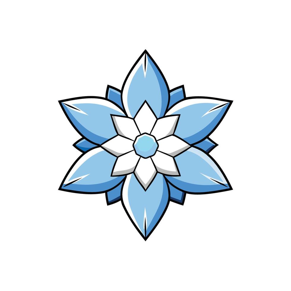 Stylized Light Blue Flower Graphic with Black Outlines vector