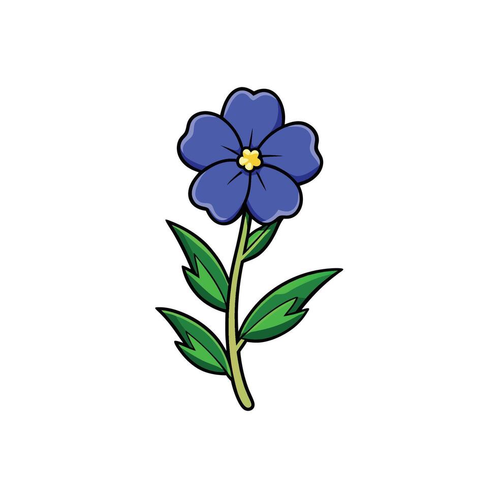 Illustration of a blue flower with leaves on white background vector