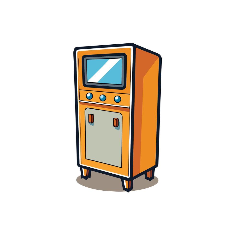 Cartoon style television cabinet with door and buttons illustration vector