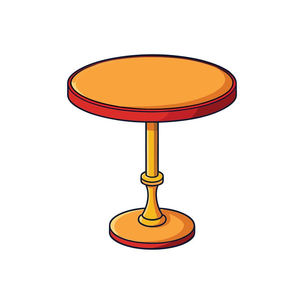 Cartoon style small round table on white background isolated vector
