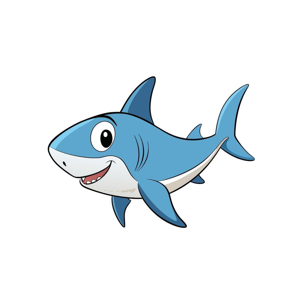 Cartoon shark swimming with a happy expression on its face vector