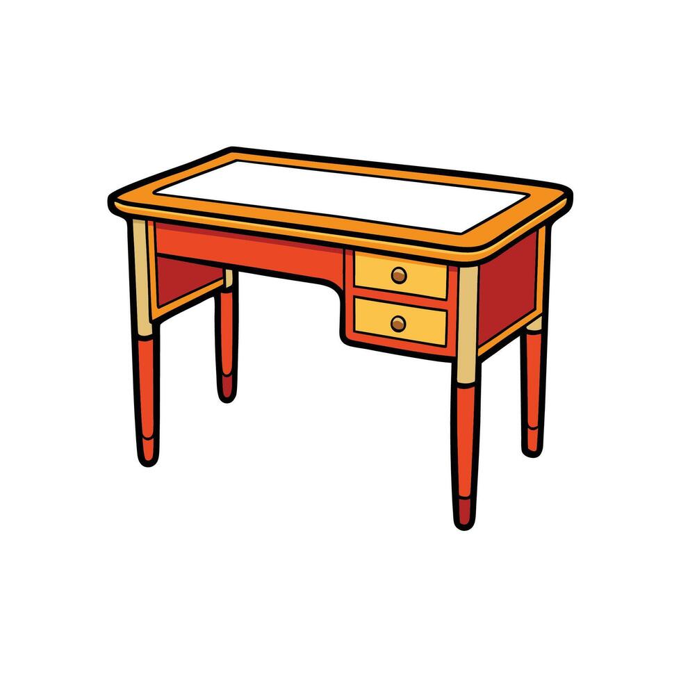 Cartoon illustration of classic student desk with drawers vector