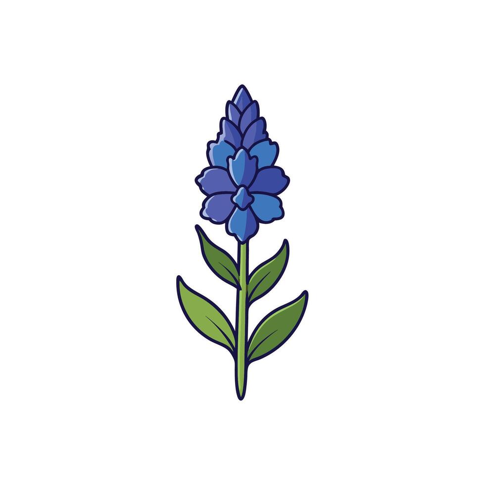 Single blue hyacinth flower illustration on white background vector
