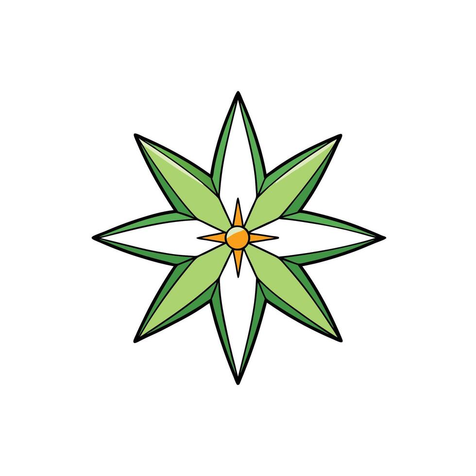 Geometric star with green and orange color scheme vector