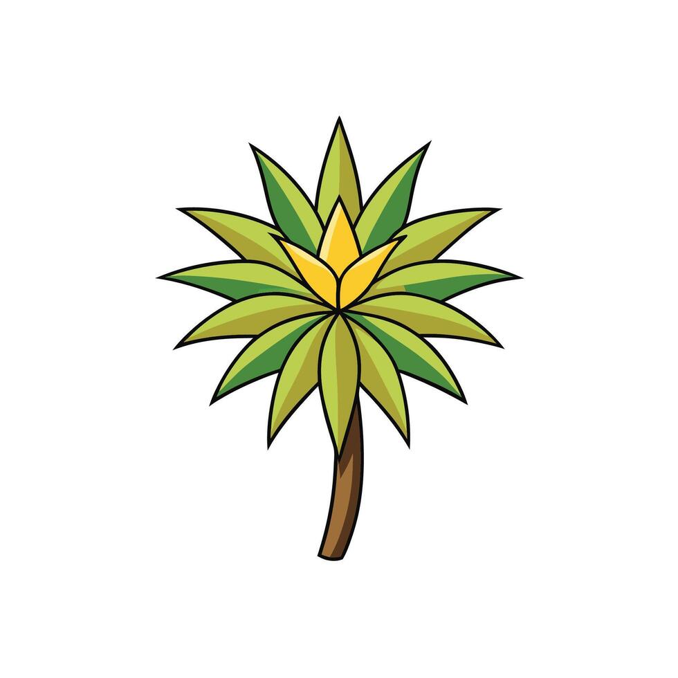 Stylized cartoon palm tree with green leaves and brown trunk vector