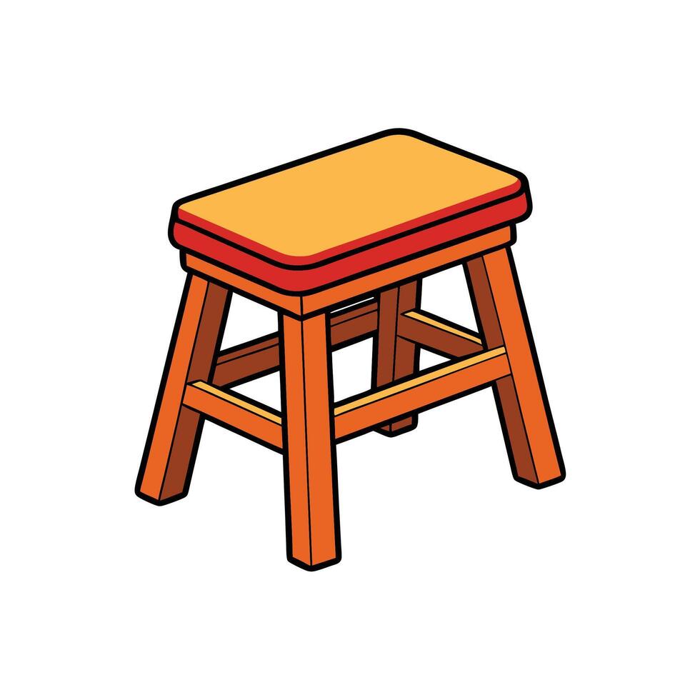 Orange and yellow cartoon stool on a white background vector