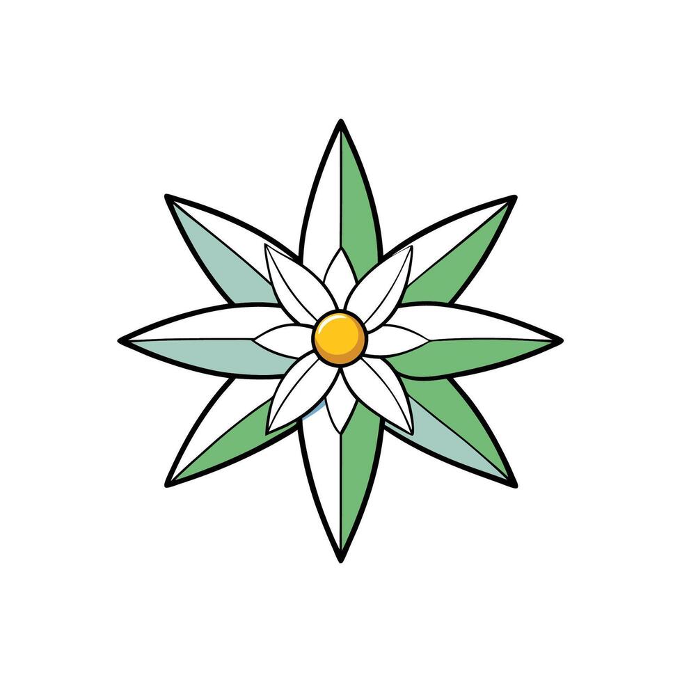 Geometric floral design with contrasting colors and bold outlines vector