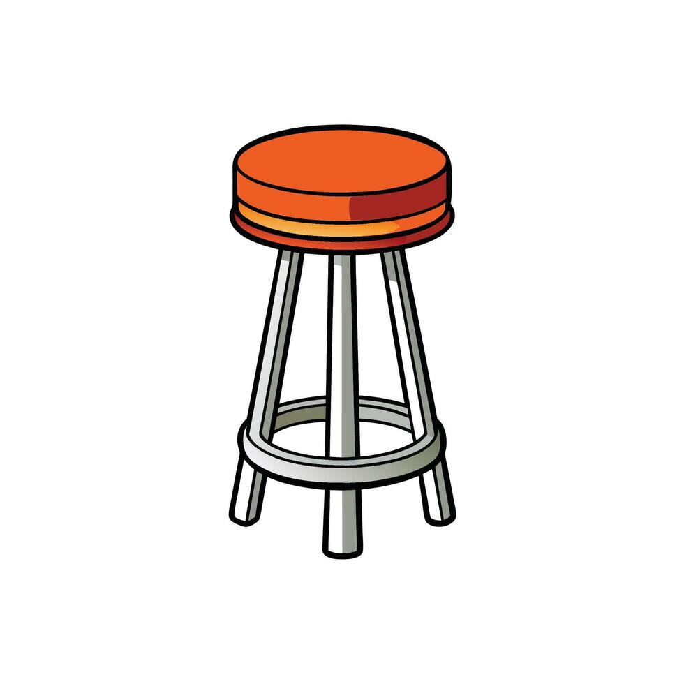 Modern cartoon bar stool featuring orange cushion seat vector