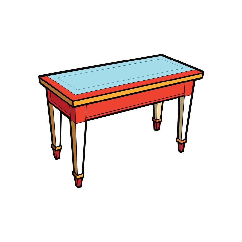 Stylized cartoon table illustration with wooden frame and legs vector