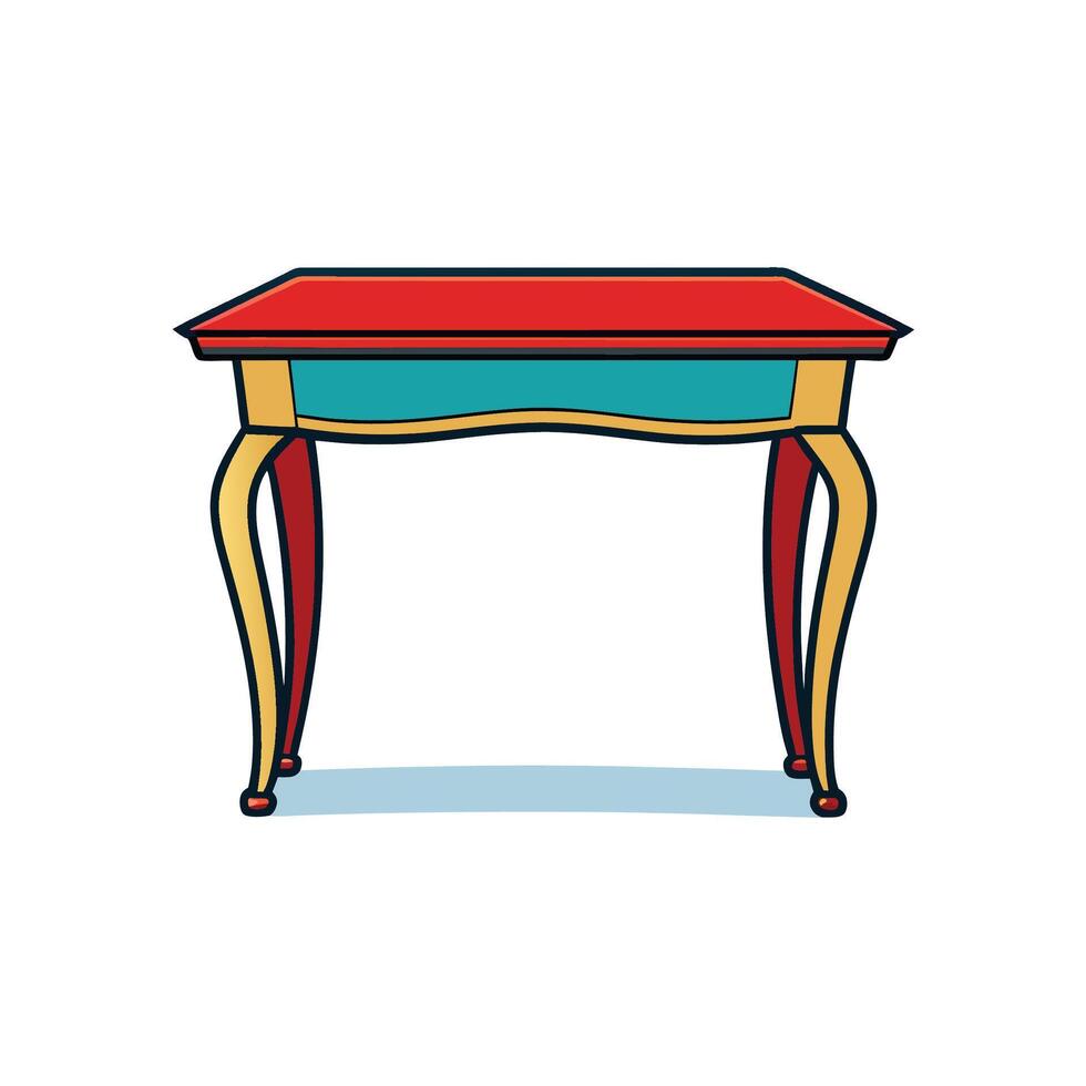 Colorful cartoon antique table with curved legs illustration art vector