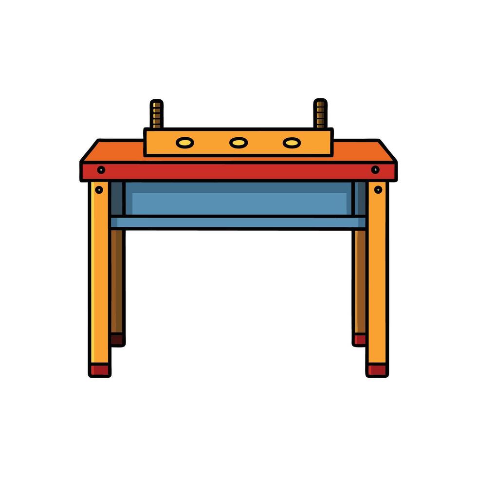 Cartoon workbench illustration with visible wood construction elements vector