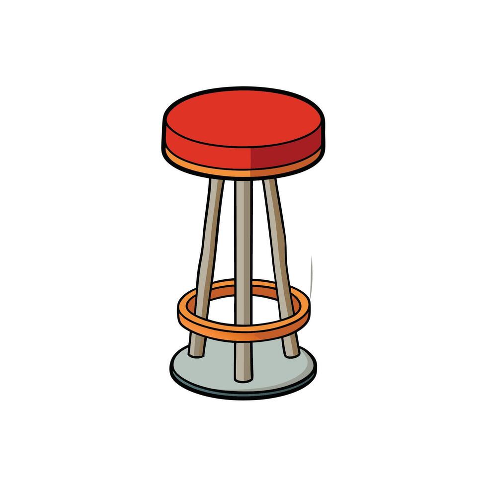 Red stool illustration with foot rest on white background vector