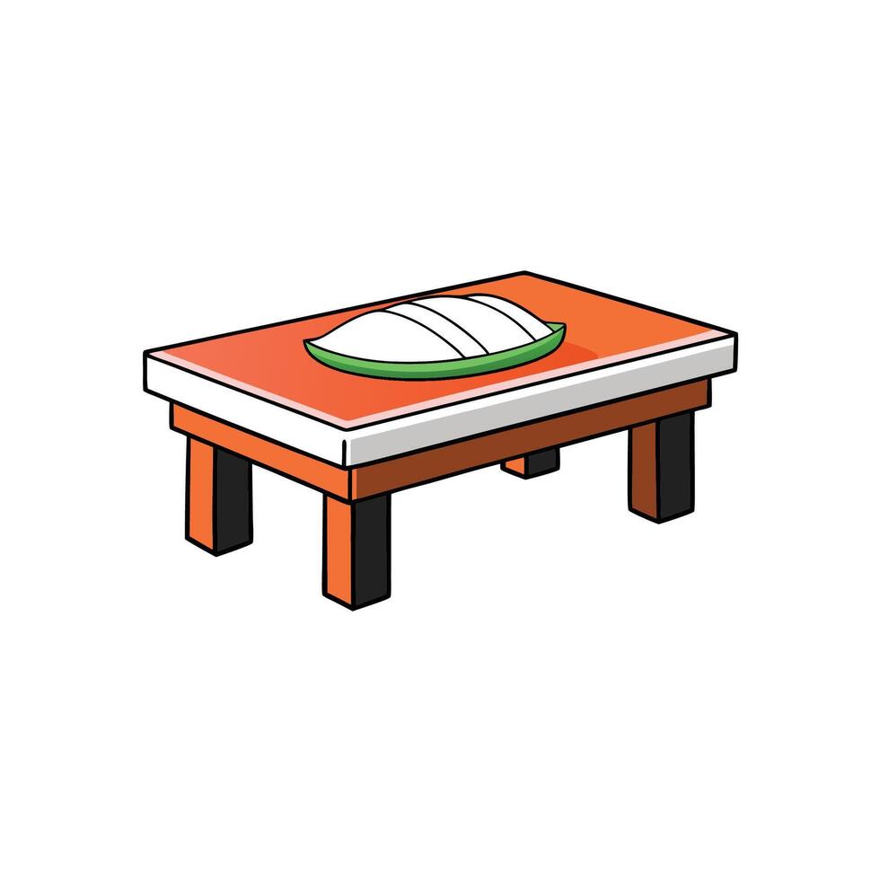 Stylized table with white loaf in a green plate vector