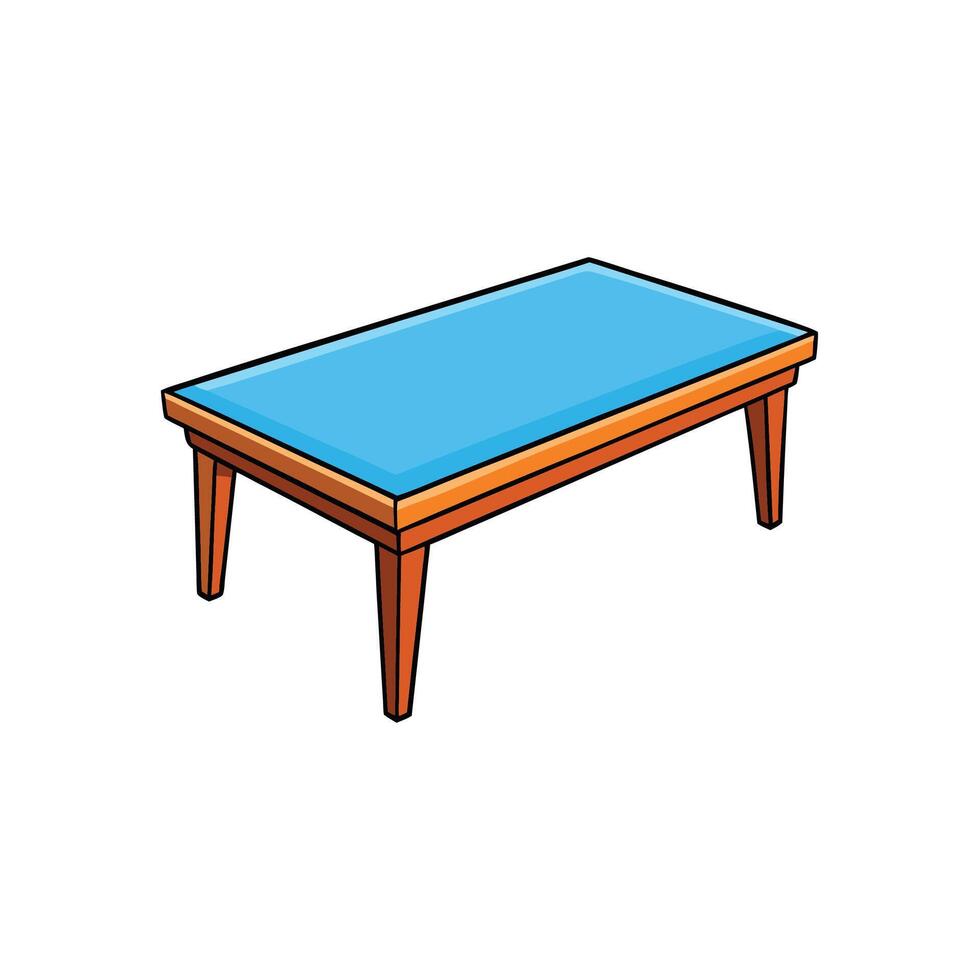 Isometric Illustration of a Modern Coffee Table with Blue Top vector