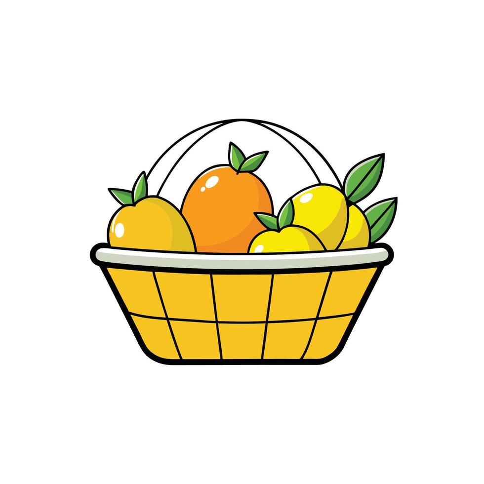 Basket of fresh fruits assortment in graphic style vector