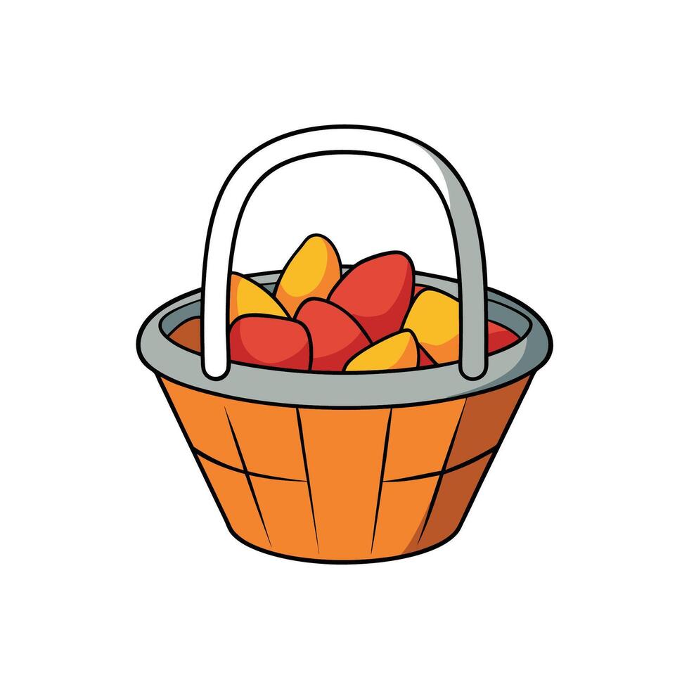 Basket full of red and yellow fruits illustration vector