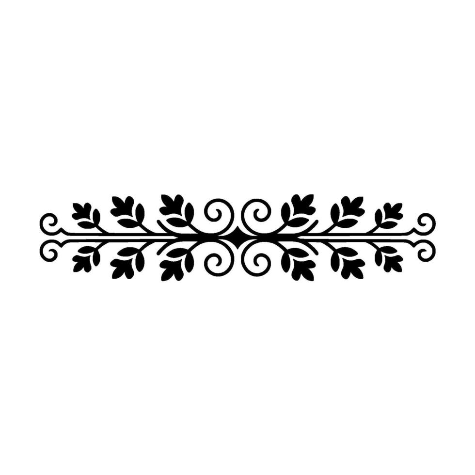 Elegant Black Floral Divider Element on White Background vector