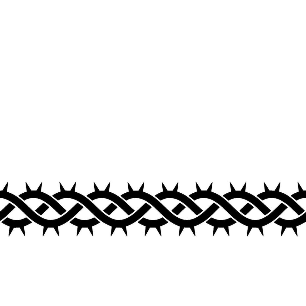 Black Thorn Crown Border on White Background, Minimalist vector