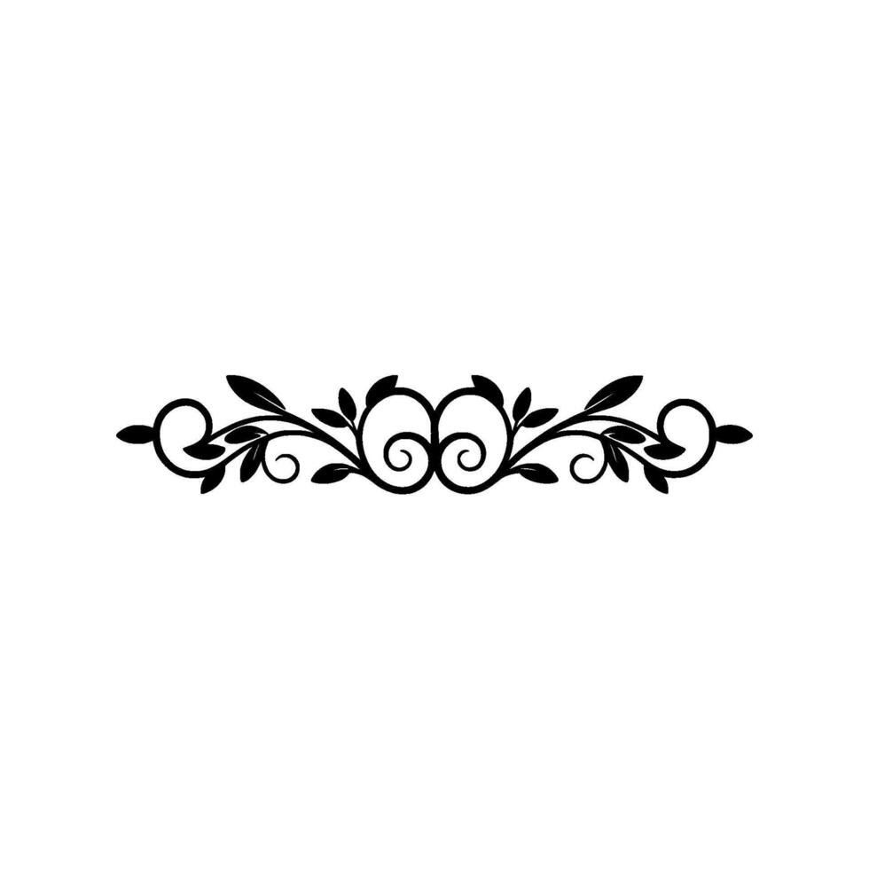 Elegant Black Leafy Scroll Ornament on White Background vector