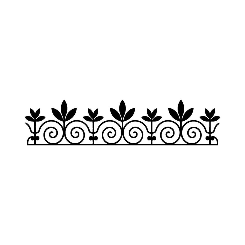 Elegant Black White Floral Border Element, Decorative vector